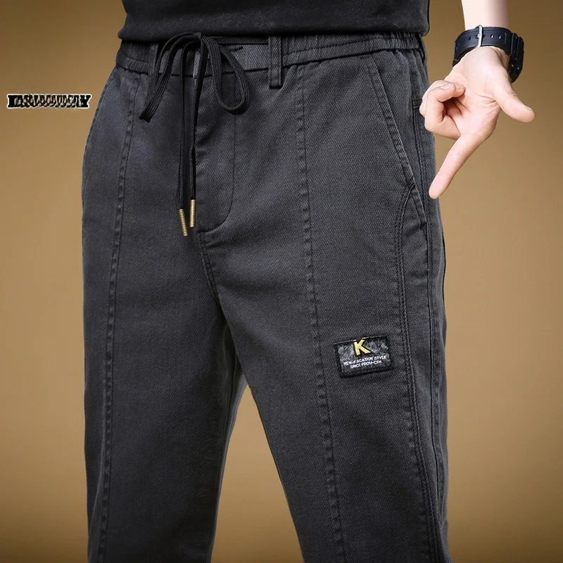 

Повседневные брюки для мужчин, облегающие, модные, весенние, длинные, удобные, дышащие, из смеси полиэстера и хлопка, молодежные, стильные