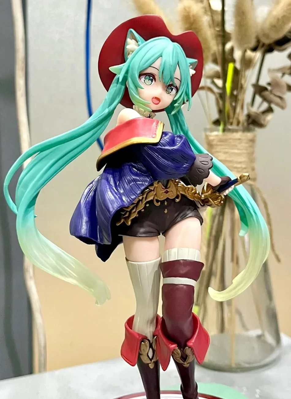 Hatsune Miku Desktop Niedliche Actionfigur Tale Wonderland Miku Der gestiefelte Kater Anime Figur Kawaii Mädchen Modell Spielzeug Entzückendes Dekor – Detail 6