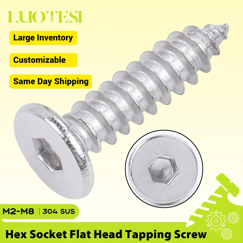 Allen Super Low Head Self Tapping Screw Stainless Steel M2 M2.3 M3 M4 M5 M6 M8 Hex Socket Ultra Thin Flat Wafer Head Wood Screws
