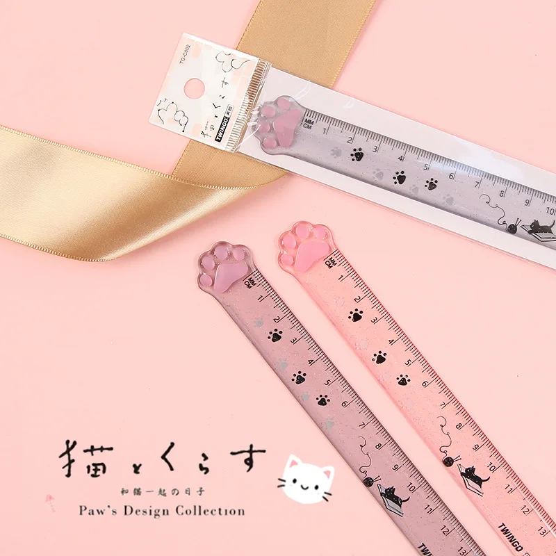 15 cm Kawaii cat claw Plastic Ruler Multifunction DIY Drawing Tools Student Rulers  School Office Supplies Escolar