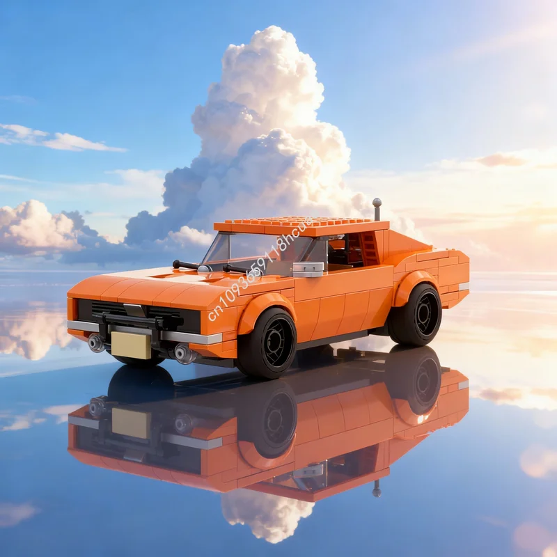 

295 деталей MOC City Champions: Модель Dodge Charger (Генерал Ли), конструктор, развивающая игрушка, кирпичики для сборки, рождественский подарок для детей