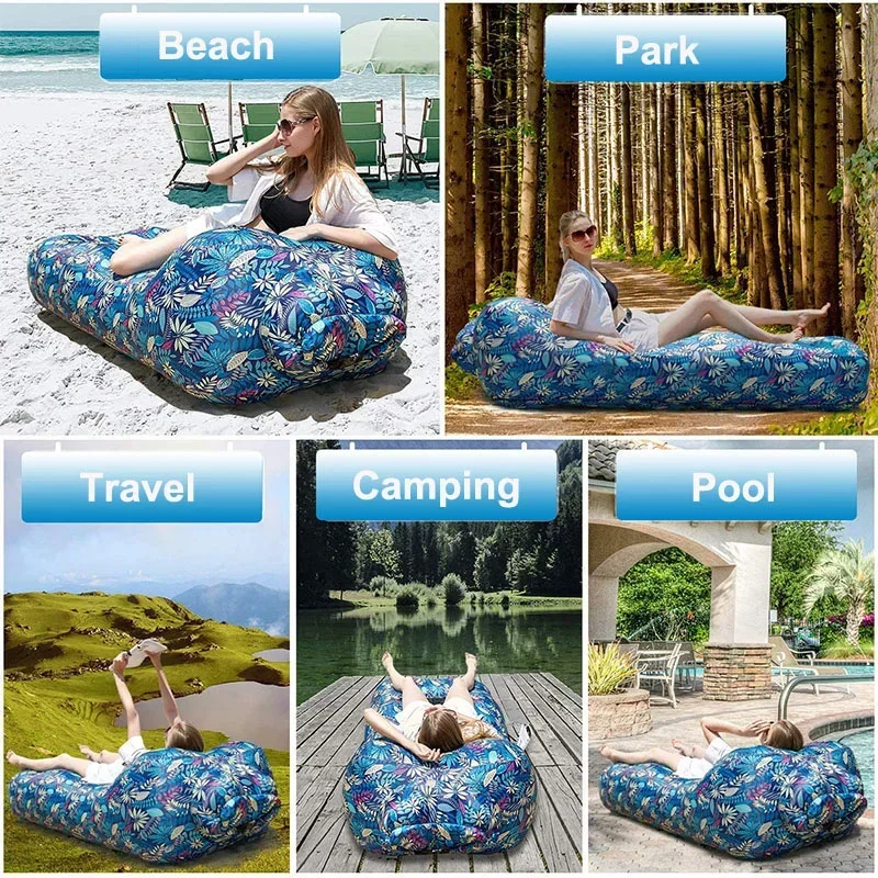 Aufblasbares Schlafsofa zum Schlafen, Doppelmatratze, ultraleichte Sitze, Luft-Selbststausfall-Ausflüge, Bett, Campingzubehör, Widesea-Kissen – Detail 1