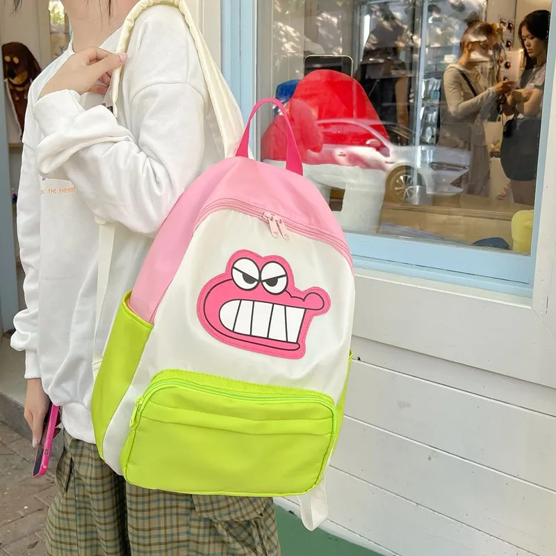 日本アニメクレヨンしんちゃんミスタークロコダイルバックパックキッズスクールバッグ漫画少年少女軽量耐久性のある旅行バックパック