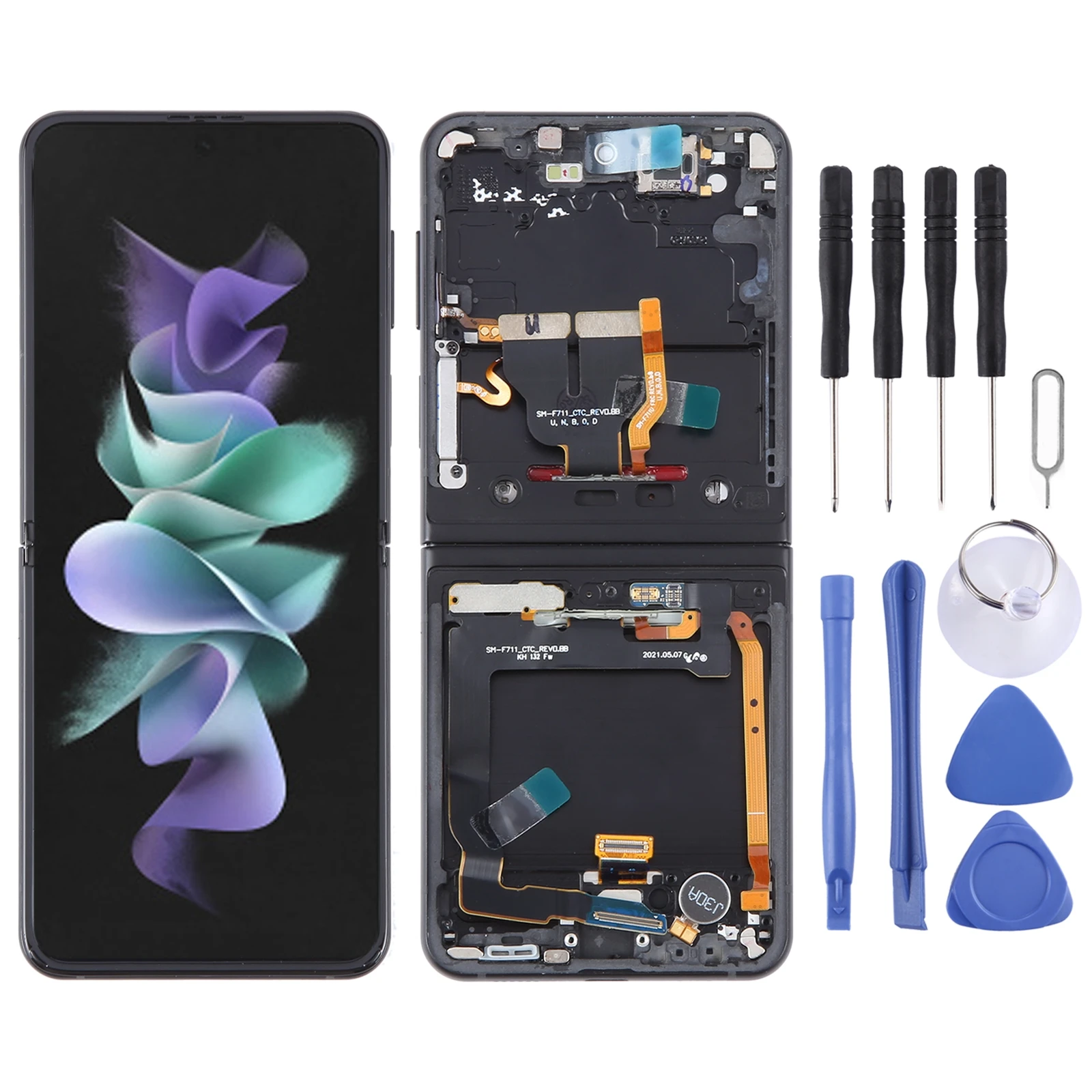 For Samsung Galaxy Z Flip3 SM-F711 LCD Screen Digitizer Full Assembly with Frame