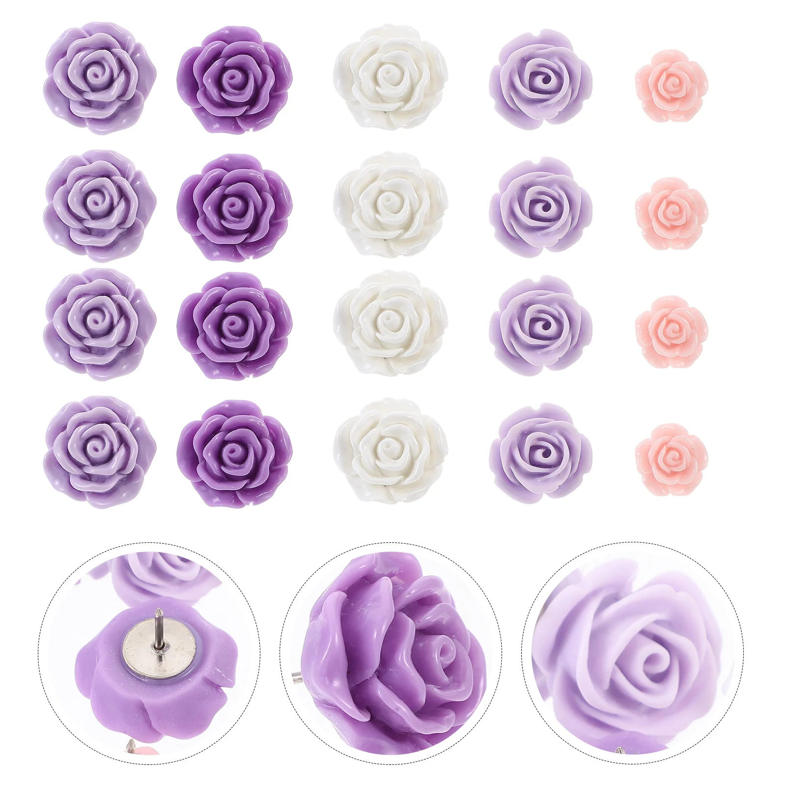 40 قطعة دبوس دفع وردي متعدد الوظائف مسامير الإبهام للاستخدام اليومي دفع دبوس مكتب المنزل استخدام لوحة الفلين اكسسوارات خريطة الإمدادات #3