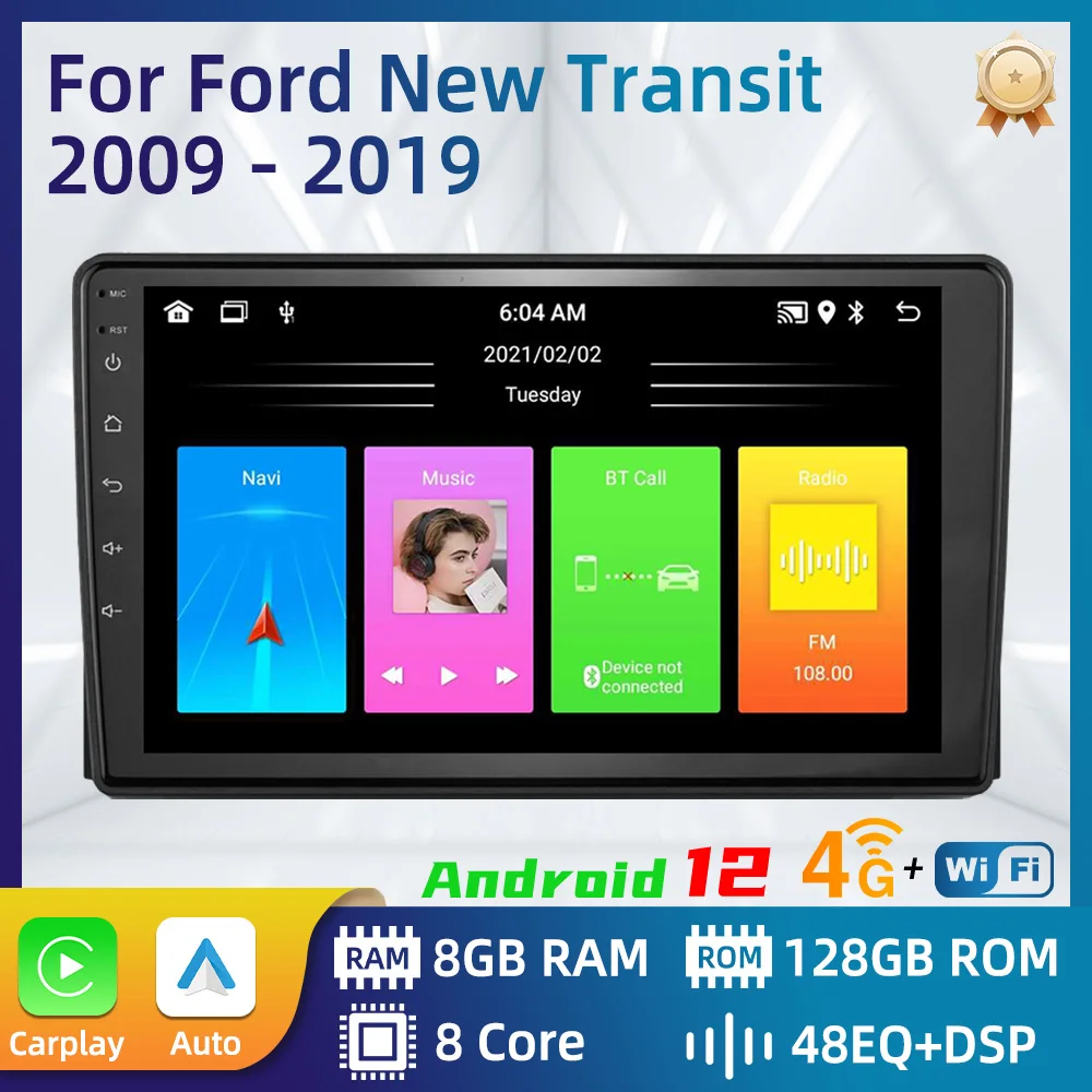 

Radio 2 Din Android Car GPS Navigation for Ford New Transit 2009 - 2019 Head Unit Autoradio Multimedia Player Stereo Audio Auto