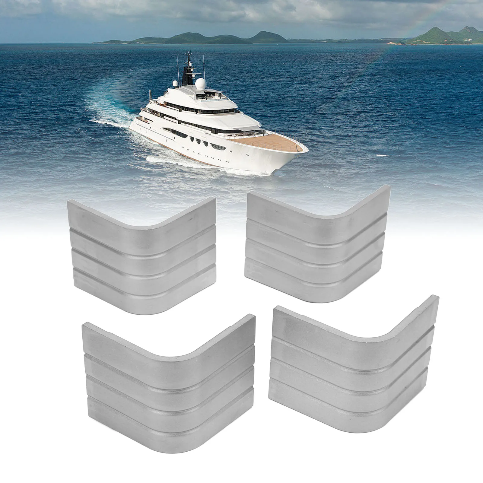 

4PCS Boat Corner Caps Aluminum Pontoon Aluminum Deck Corner Caps Deck Protection Dock Corner Bumper for 90° Rounded Corner