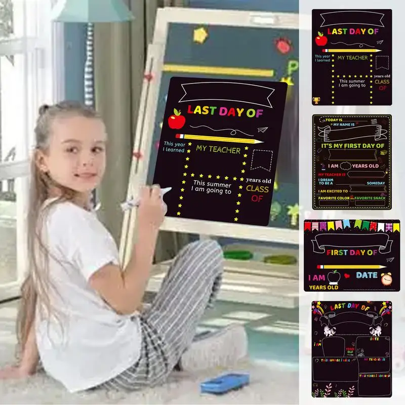 Letrero de doble cara para primer día de escuela, tablero de madera reutilizable para regreso a la escuela, 10X12