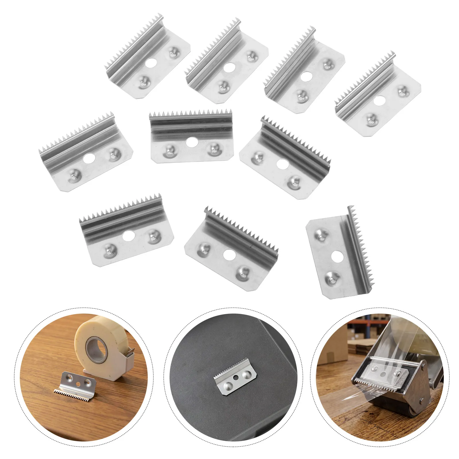 10Pcs Tape Dispenser Replacement Blades 37Mm Stainless Steel Sharp Serrated Edge Replacement Cutting Blades for Office Packing