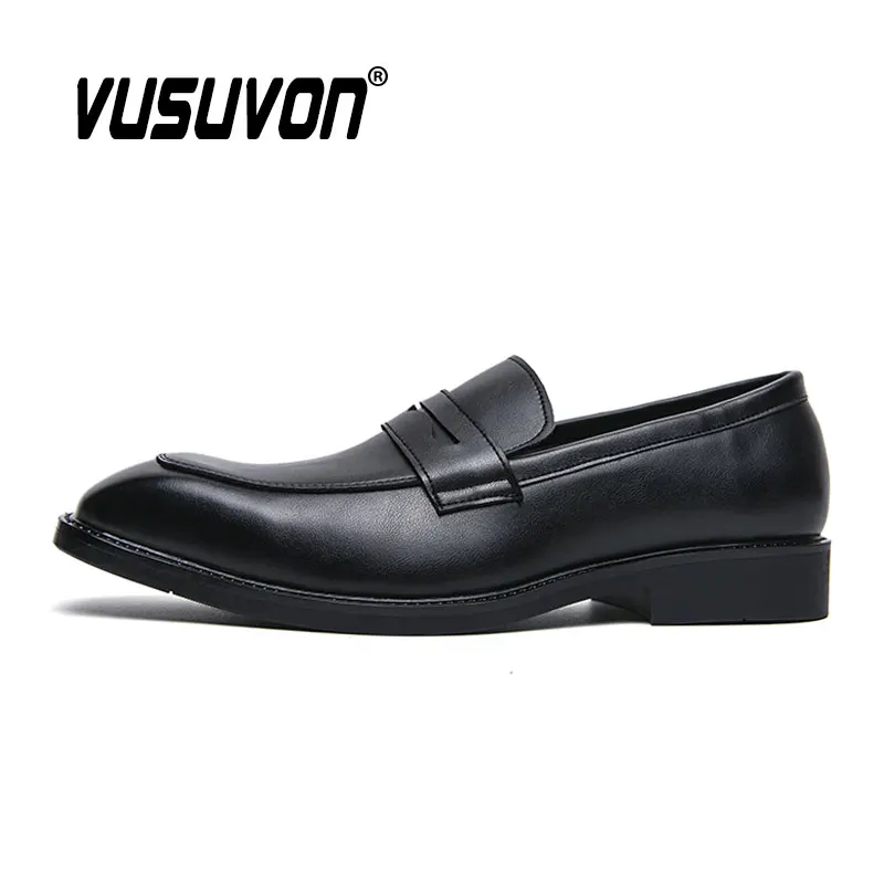 Penny Loafers Formal Fashion Casual Men Dress Shoes Classic Dress Slip-On Black Causal Footwear Big Size 38-46 Flats image 3