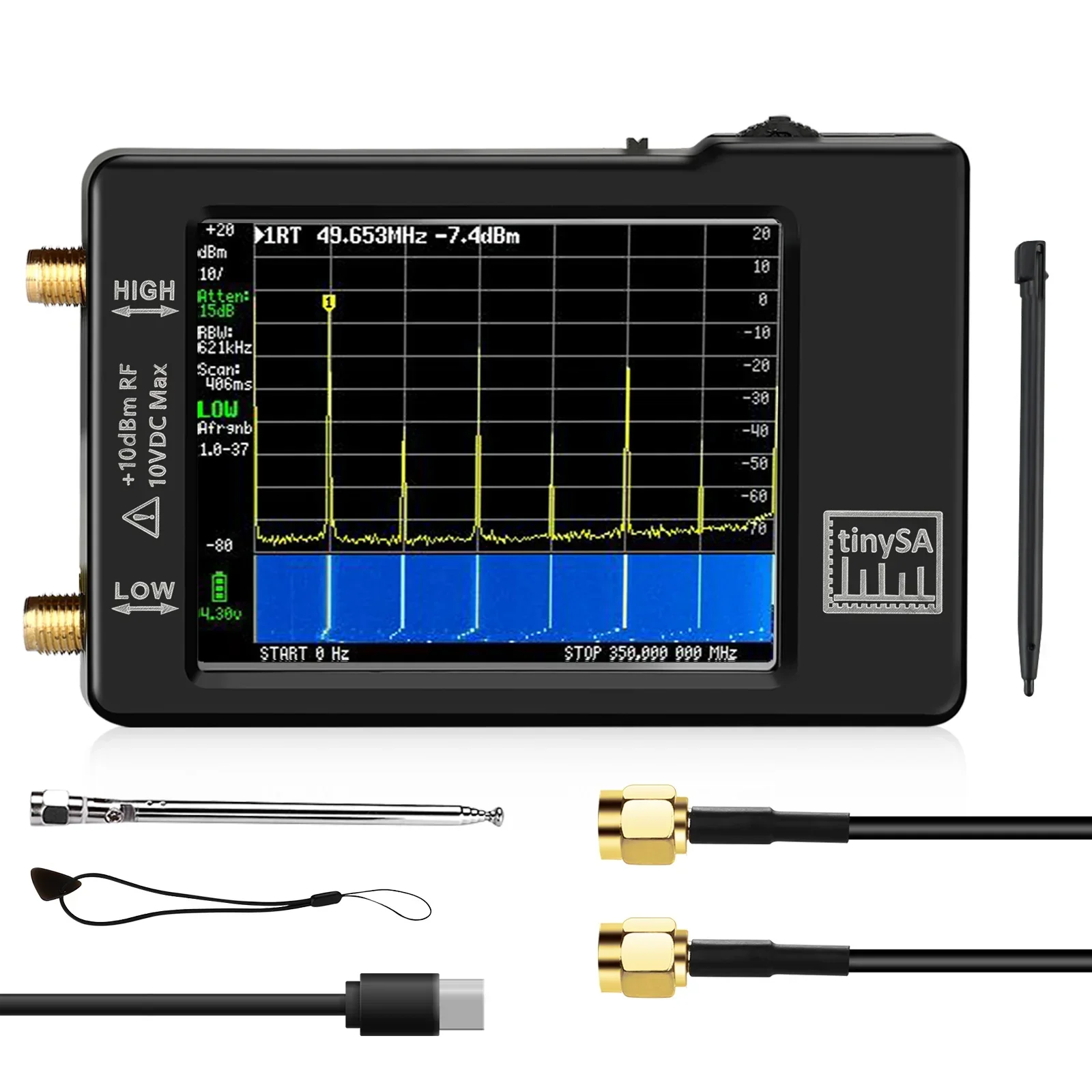 

Upgraded Hand held tiny Spectrum analyzer TinySA 2.8" display 100kHz to 960MHz with ESD proteced Version V0.3.1_E