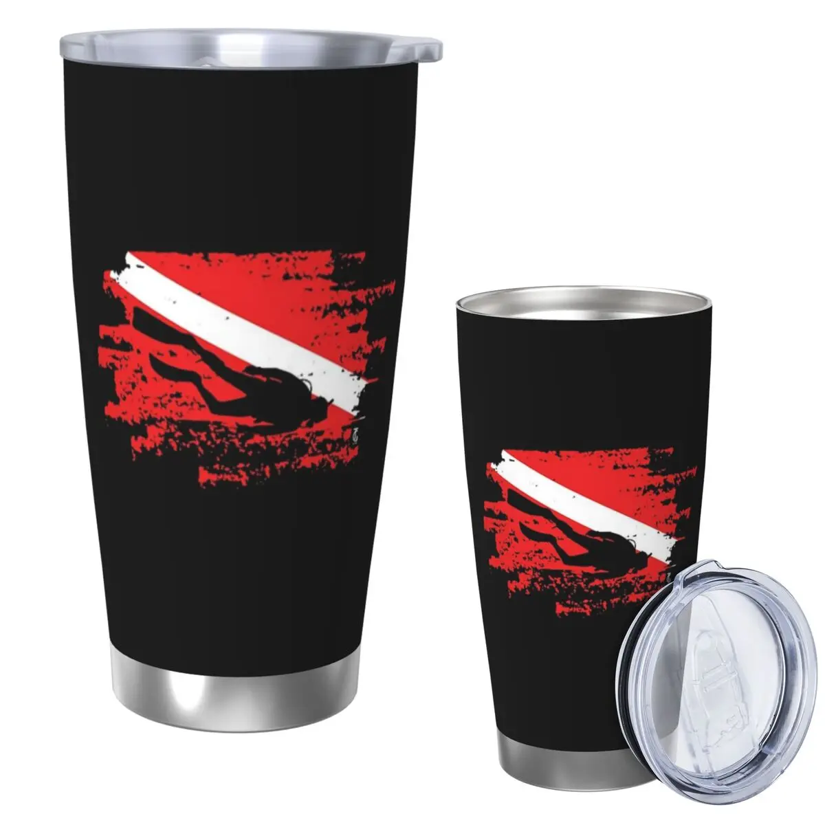 

Dive Scuba Diver Stainless Steel Tumbler Vacuum Insulated Mug Thermal Cold Cups Straws With Lid 20oz