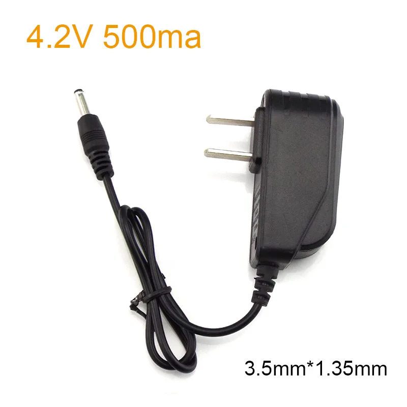 Adaptador de cargador de 3,5mm x 1,35mm, 4,2 V, 500Ma, CA a CC, 100V-240V, convertidor de fuente de alimentación para cámara CCTV, tira de lámpara LED, enchufe estadounidense E1