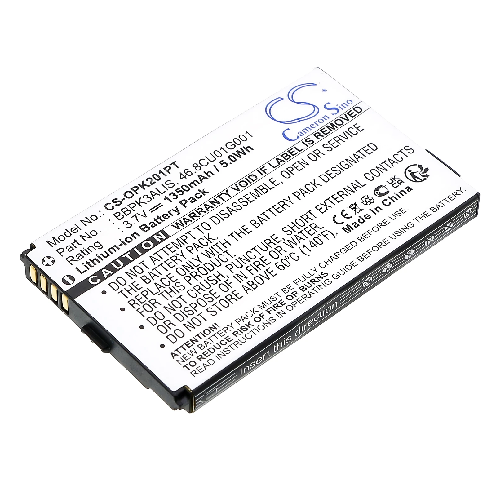 

Li-ion Projector Battery for Optoma, 3.7V, 1350mAh, Compatible Models: PK201, PK301