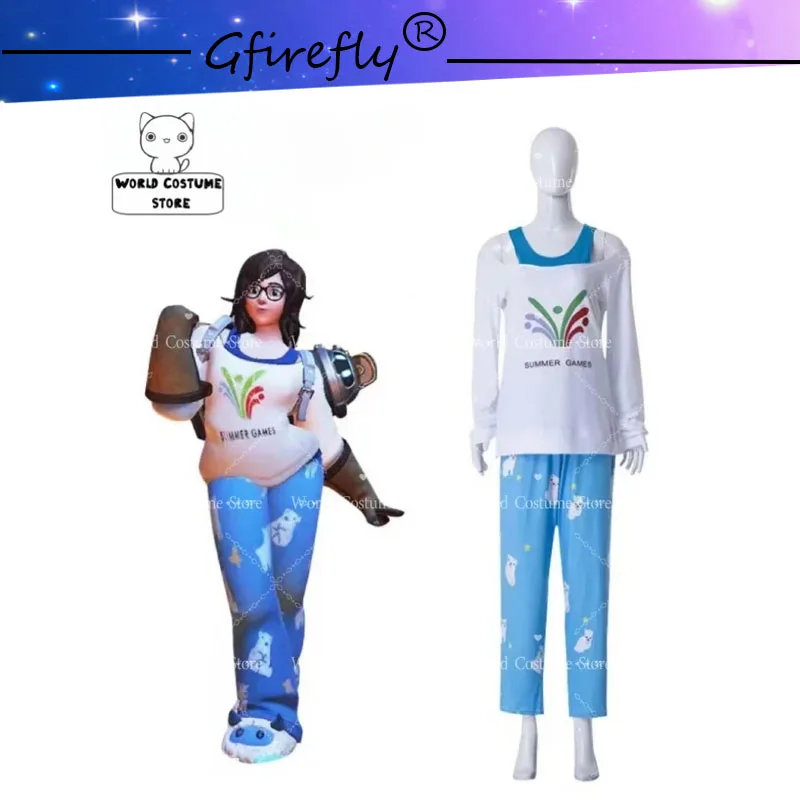 

Game Overwatch Cosplay Costume Mei Meiling Zhou Cos Clothing suits Polar Bear Long-Sleeved Cute Pajamas Full Set anime cosplay