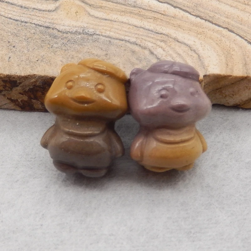 

Semiprecious Natural Stone Mookite Jasper Carved Piggy Earring Bead Fashion Jewelry Accessories For Women 18x13x11mm 6g