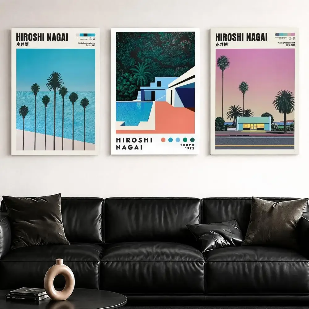 H-Hiroshi Nagai Modern Dream House Framed Wall Painting Framed Canvas Wall Art Poster Solid Wood Frame Home Decor