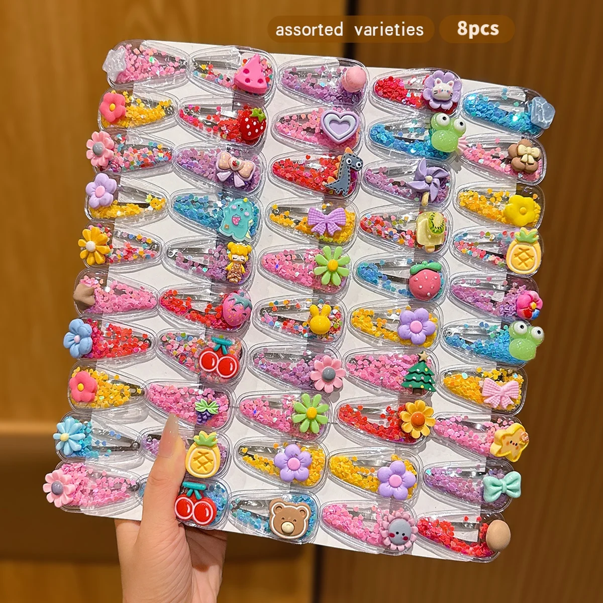 4/8 Stück bezaubernde Glitzer-Seitenclips für Kinder. Geeignet für geflochtene Frisuren und designinspirierte Haarnadel-Sets. – Detail 2