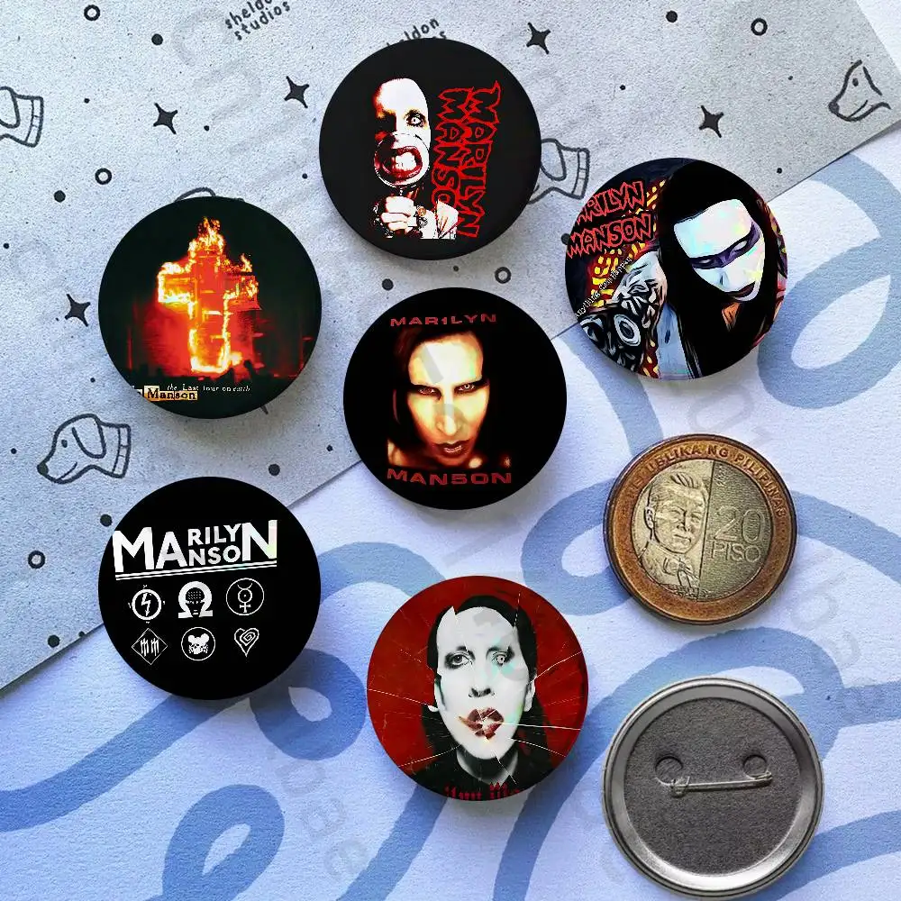 M-Marilyn Singer Manson Tinplate Enamel Pins Creativity Printed Pictures Text Metal Lapel Badges Brooches