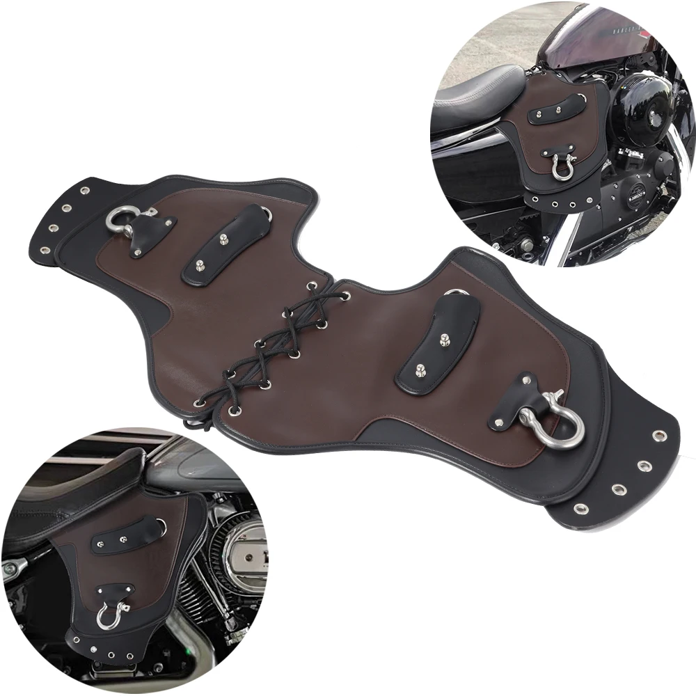 

Motorcycle Universal Brown PU Leather Heat Saddle Shield Deflectors For Harley Touring Electra Glide Softail Dyna Sportster 883