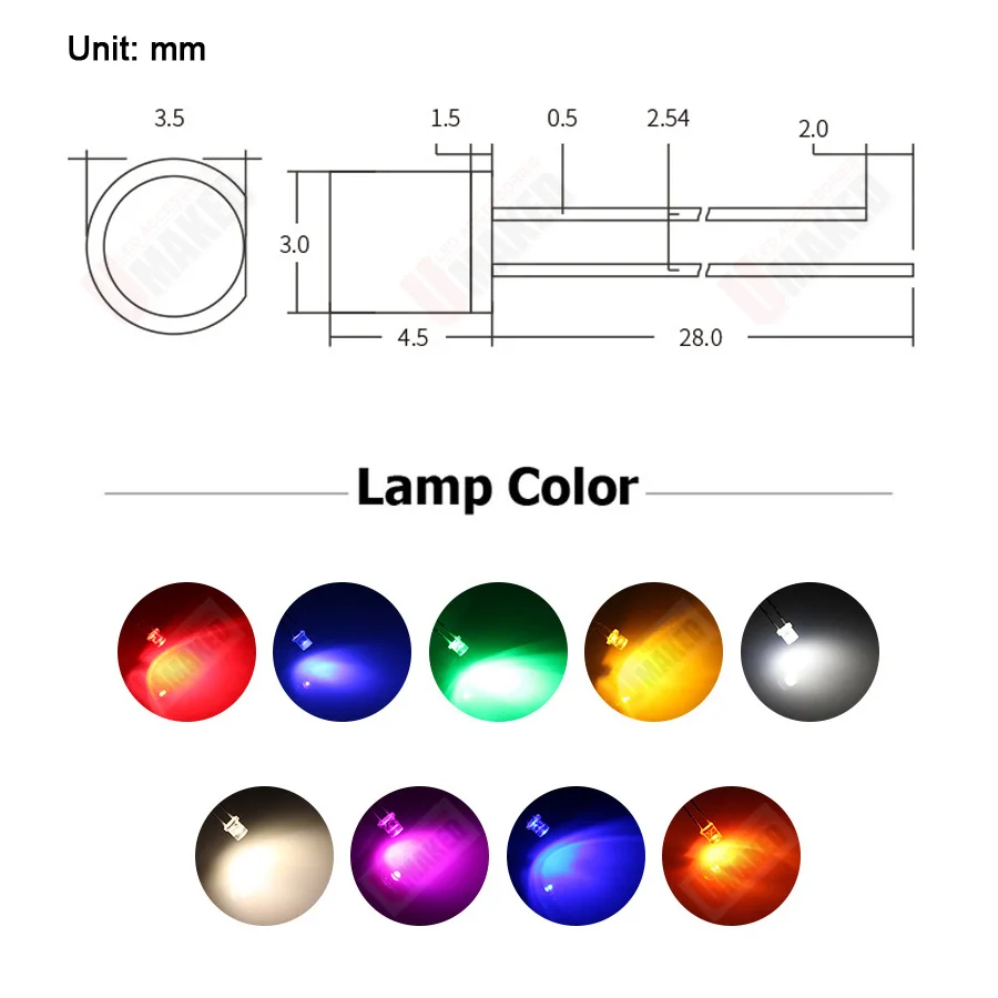 1000Pcs 3Mm Clear Led Flat Top Lampen Diodes Chip, lange Been Licht Kralen F3 Led Emitting Diodes Ww/W/R/G/B/Y Verlichting diy Lamp