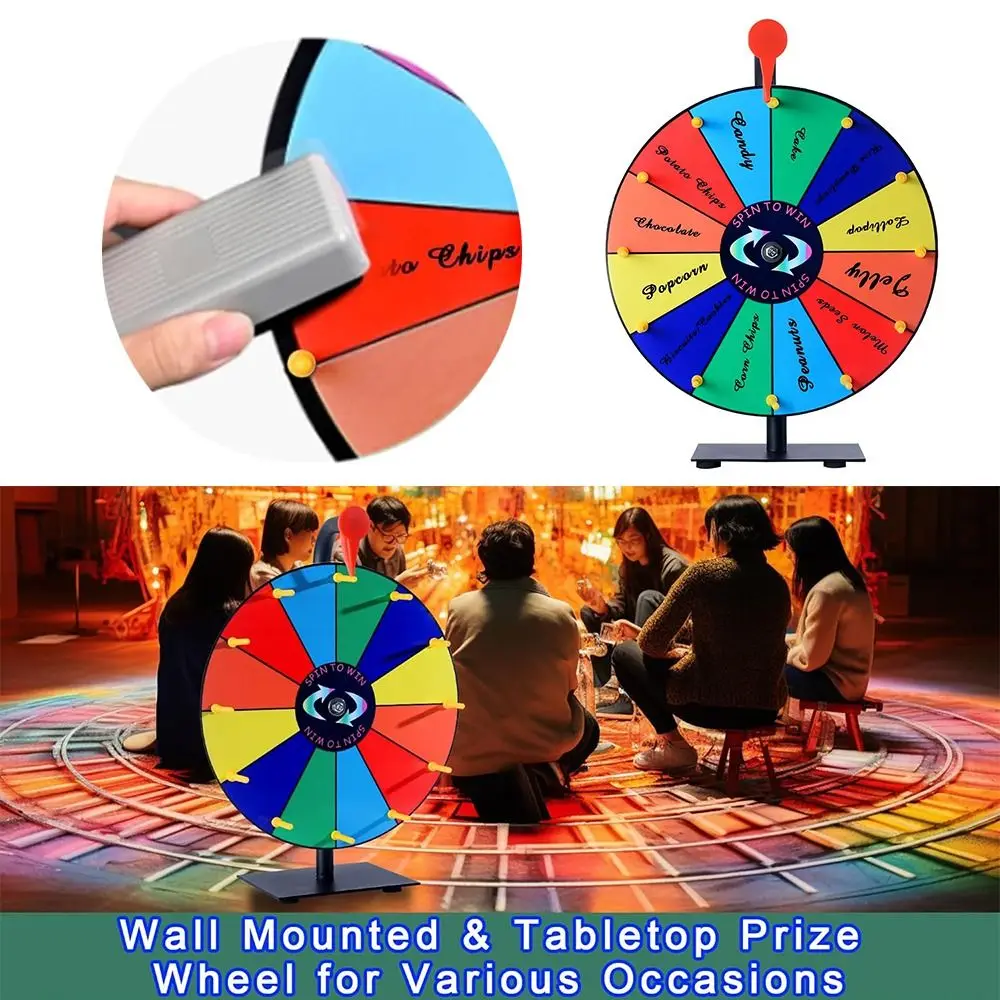 

Wheel-12 Slots Heavy Duty Prize Color Editable With Dry Erase Marker Color Editable Spinning Prize Tabletop Roulette Wheel