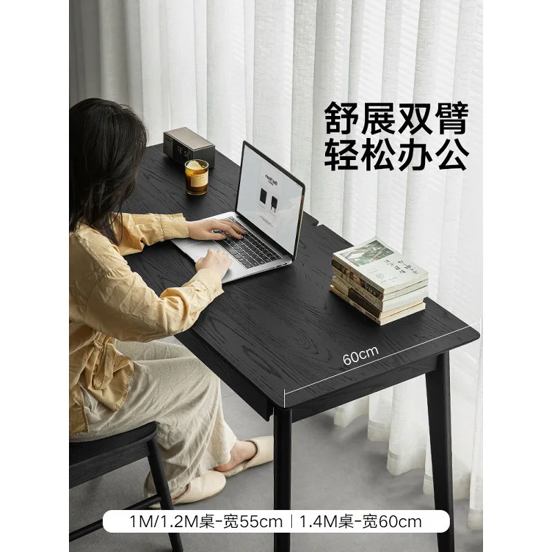 Bureau en bois massif noir minimaliste italien avec tiroirs commode bureau d'ordinateur bureau