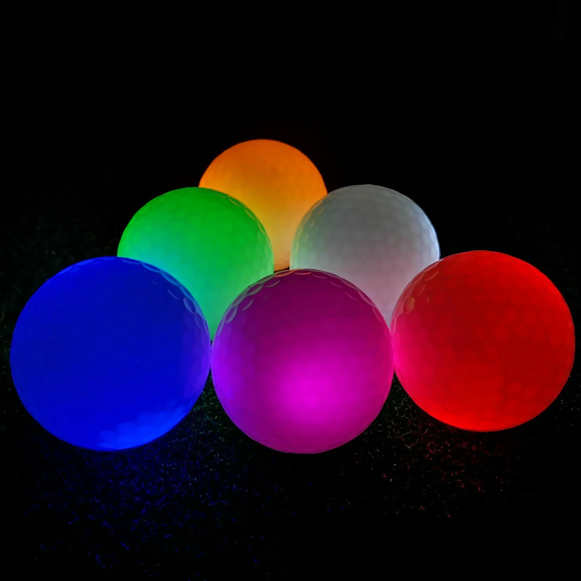 PGM Golf Flash Constant Brightness Ball Glow Multi color LED Light Night Course Ball 6pcs Random Colors