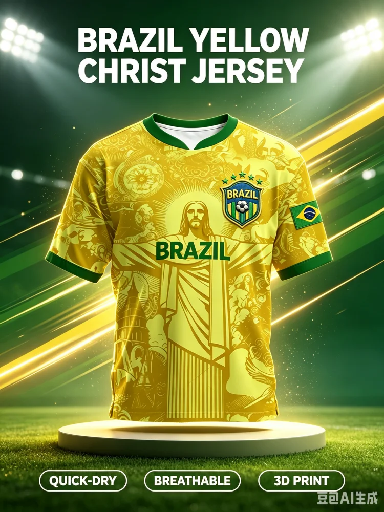 26-27 New Fan Customized Casual Sports Fast Drying Breathable Brazil Christ 3D Printed T-shirt for Family and Children's Wear
