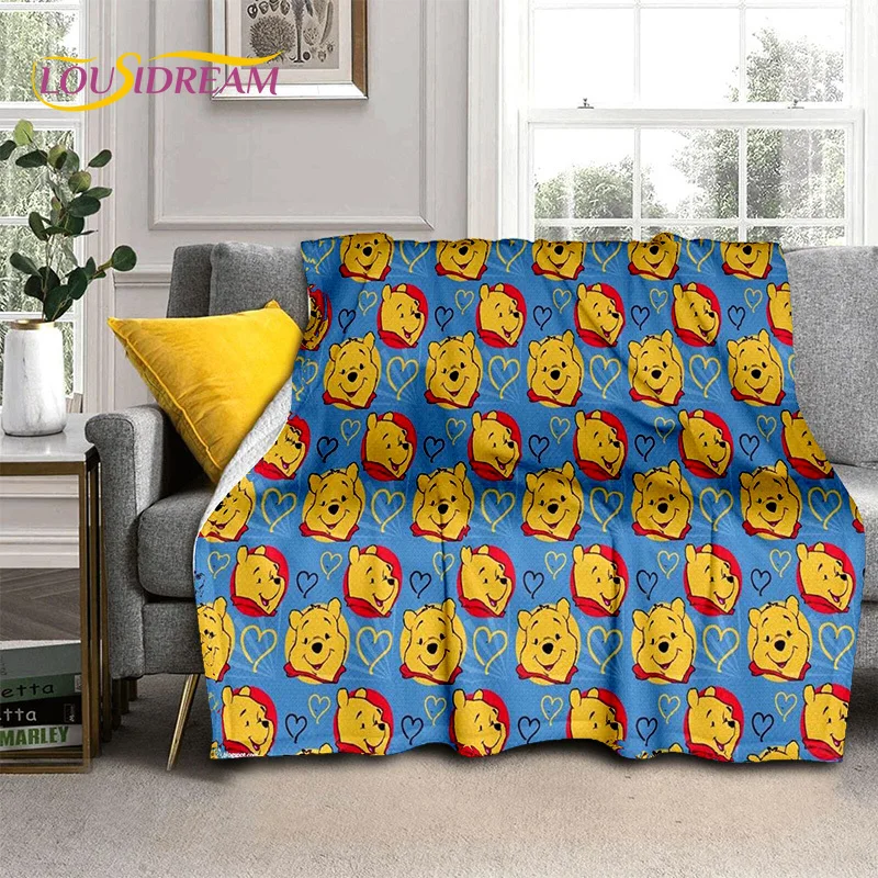 Cute Winnie Pooh Bear Cartoon Soft Flannel Blanket for Bed Bedroom Sofa Picnic,Throw Blanket for Outdoors Leisure Gift Kid Cover