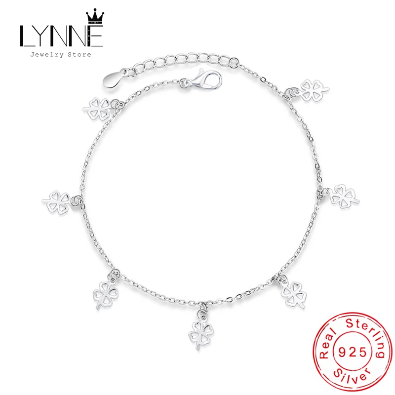 New Fashion 925 Sterling Silver Lucky Clover Pendant Anklets Women Jewelry Gift Bohemia Sexy Beach Charm Windmill Foot Chain