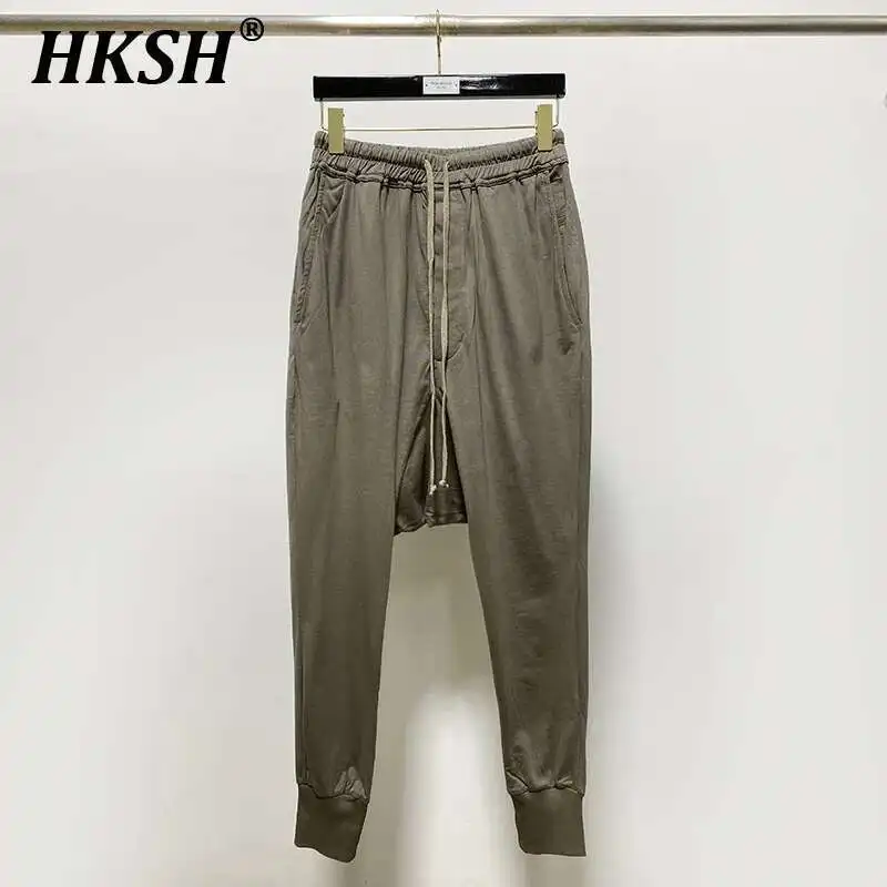 HKSH Wiosna Lato Męskie Spodnie Tide Punk Bawełna Wszechstronny Casual Harem Luźne Spodnie Krocze Moda Styl RO Szykowna Elastyczna Talia HK1392