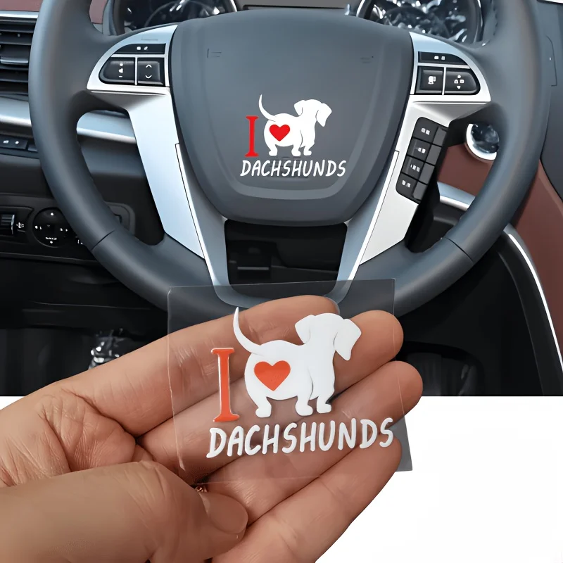 2PC Charming Dachshund Car Stickers, Adorable Wiener Dog Vinyl Decals, Vehicle Additions for Car Mirror And Bumper Decoration