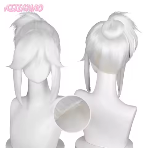 Valorant Jett Cosplay Wig 35cm Short Pure White Wig Cosplay Anime Cosplay Wigs Heat Resistant Synthetic Wigs Halloween