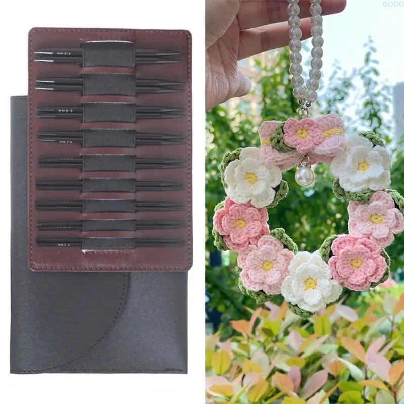 23ga 3.0mm-6mm قابلة للتبديل الإبرة الدائرية مجموعة مع حالة وملحقات هو ربط الكروشيه للمرأة #3