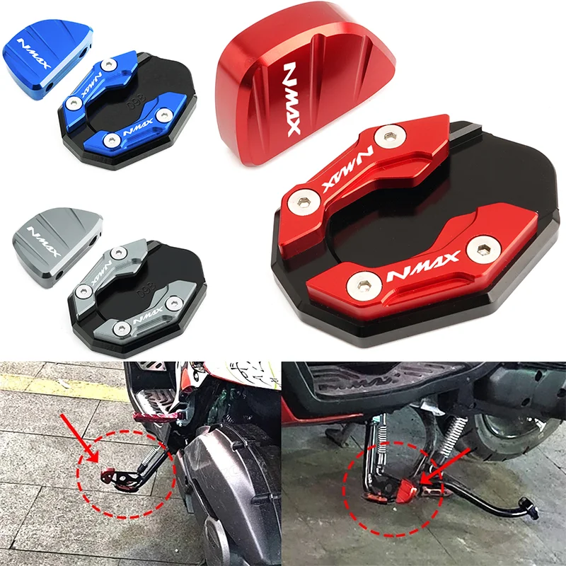 

Motorcycle Accessories For Yamaha Nmax AEROX155 Nvx155 XMAX 250 300 Nmax 155 Kickstand Side Stand Extension Pad Enlarger Plate