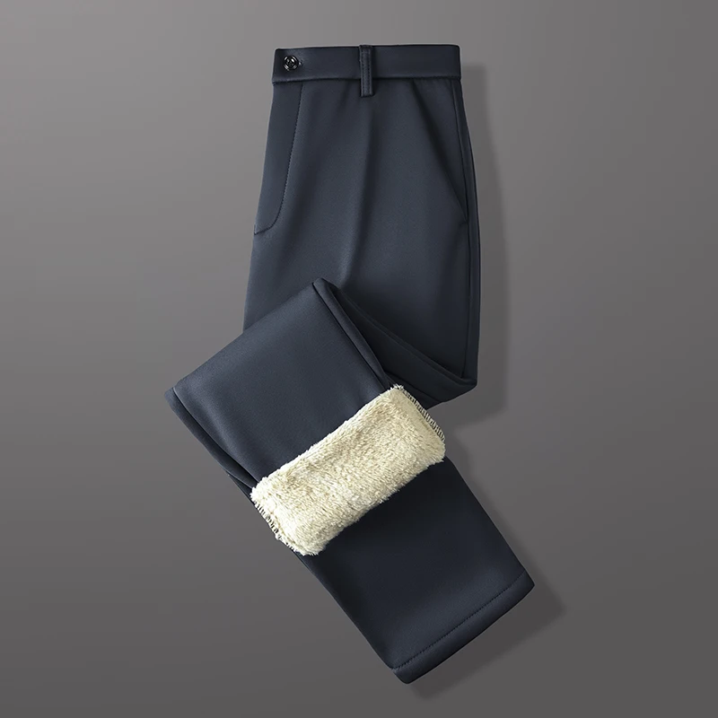 Vielseitige, kältebeständige Herrenhose mit dickem Plüschfutter, Stretch-Gürtelkompatibilität, für verschiedene Anlässe geeignet, lange Hose. – Detail 15