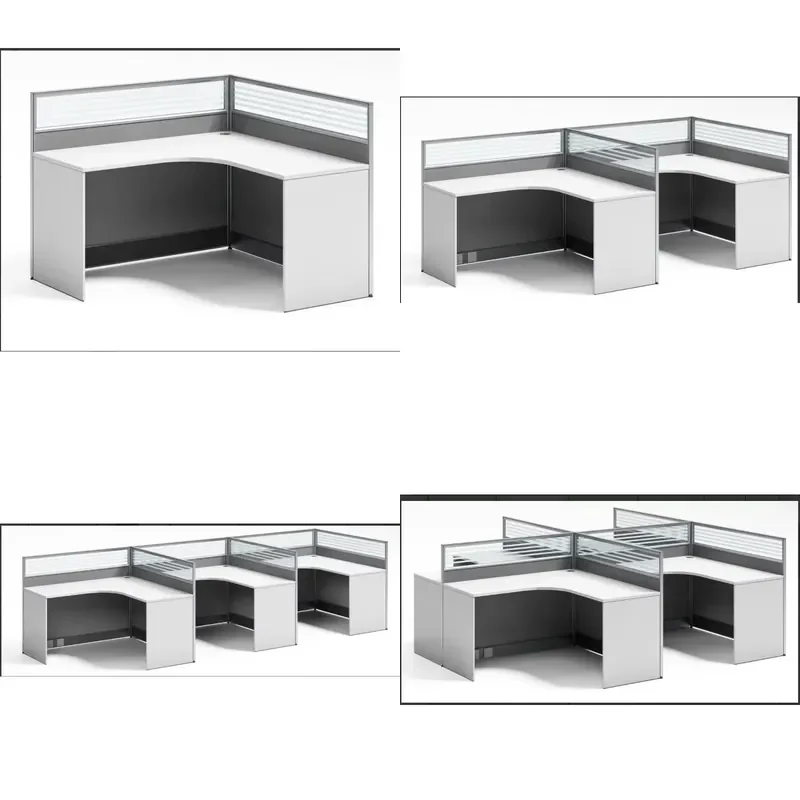 2025 Modern Durable Wooden Computer Desk Modular Office Workstation for 1-4 Persons Home Study with Privacy Screen