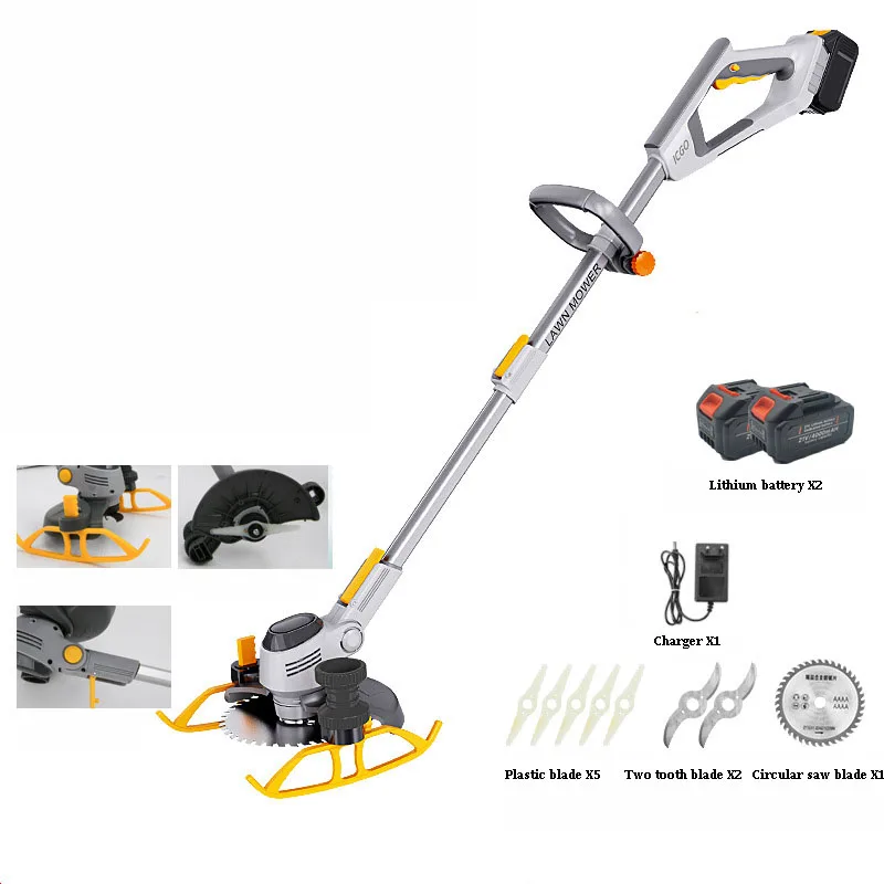 Handheld Grass Trimmer Lawn Mower Hedge Trimmer Adjustable Cordless Electric Brush Cutter Garden Tools