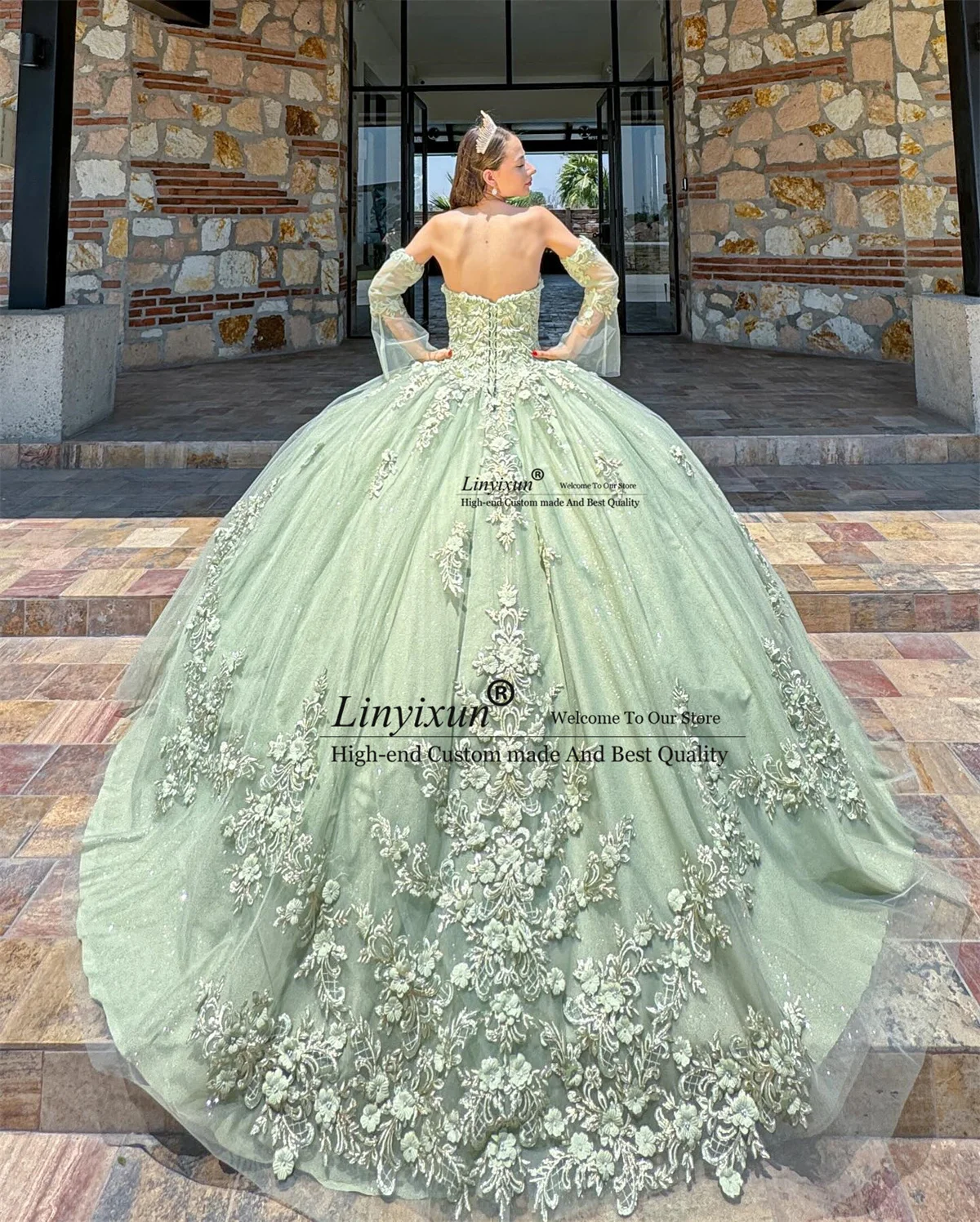 

Princess Quinceanera Dress With Appliques Lace Sweet 16 Gown Ball Gown Corset Lace Up Birthday Vestidos De 15 XV Años Customized