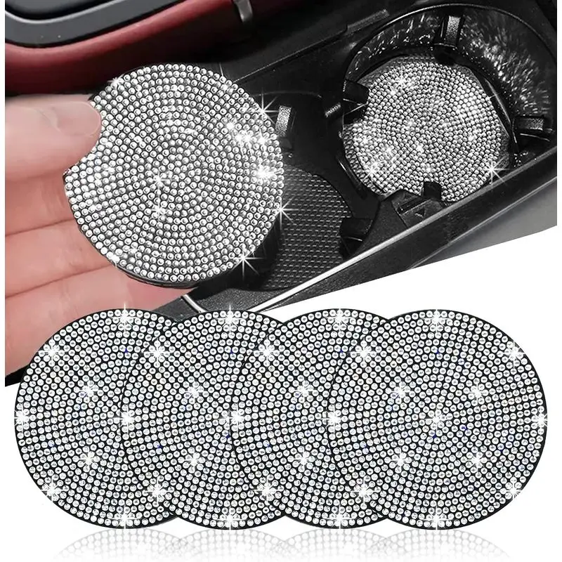 2Packaged car cup mats 2.75Inch anti-slip, shockproof, universal, fashionable, diamond-embellished car interior accessories Suit