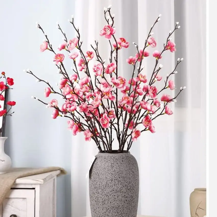 Silk Artificialflower Wintersweet Peach Branch newyear Home vase Outdoor Garden Wedding Party garland courtyard Decor DIY gift