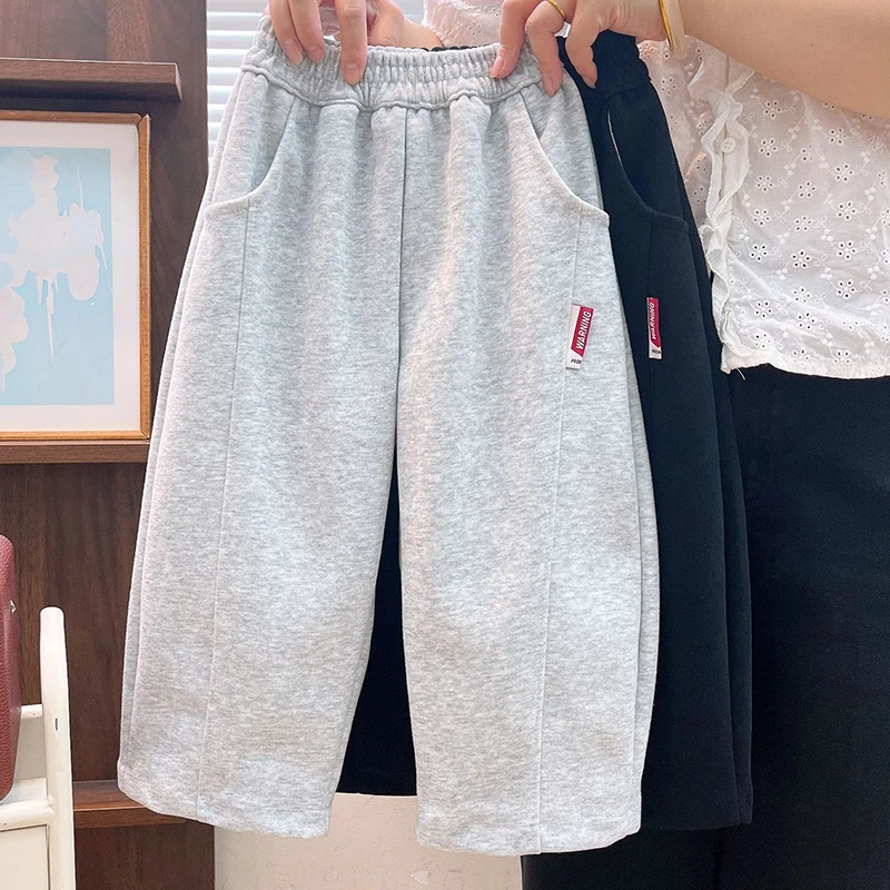 1pcs Cotton Children Wide-leg Pant Boys and Girls Solid Leisure Sports Straight Pants Student Fashion Comfortable Loose Trousers