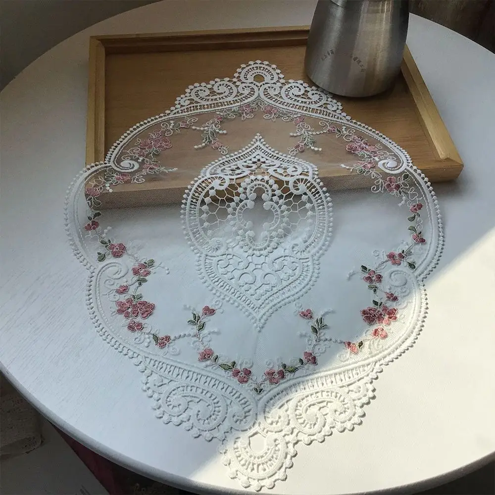 Oval Lace Embroidered Coaster Anti-scald European Style Insulation Dining Mat Photo Props Headboard Decorative Pad