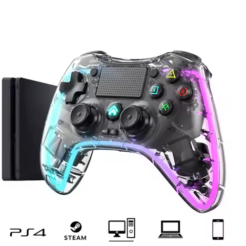VILCORN Wireless Elite Game Controller for PS4 Slim/Pro Colorful Transparent Gamepad for Nintendo Switch Lite/OLED Joystick
