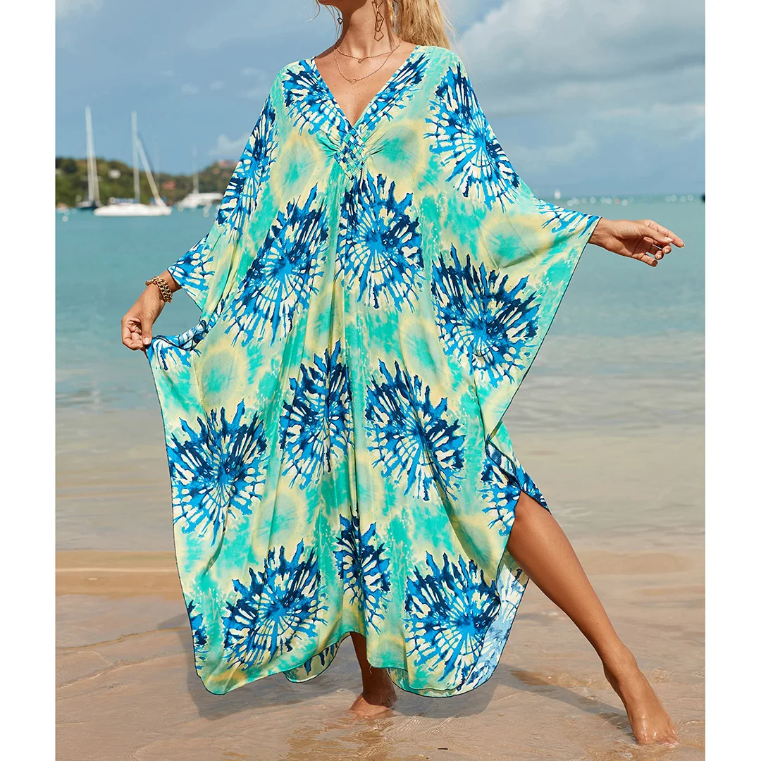Sexy Tunika mit Zebra-Muster und V-Ausschnitt, Strandkleid, Strandmode, langes Strandkleid für Damen, V4159 – Detail 33