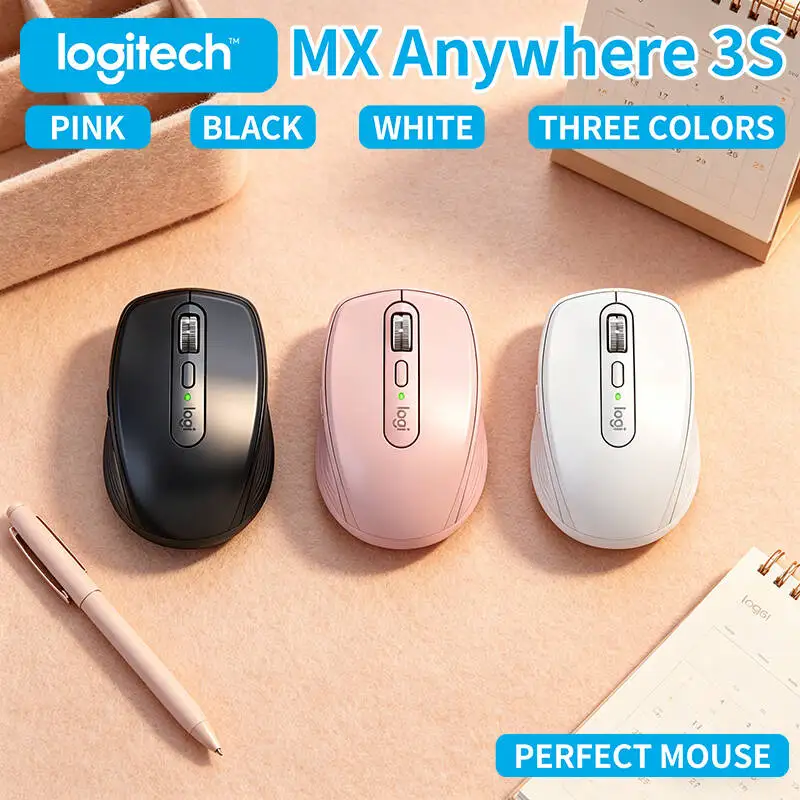 Logitech MX Anywhere 3S Portable Mouse - 8K DPI Darkfield, Hyper-Scroll, Silent Click, Travel-Ready for Site Office