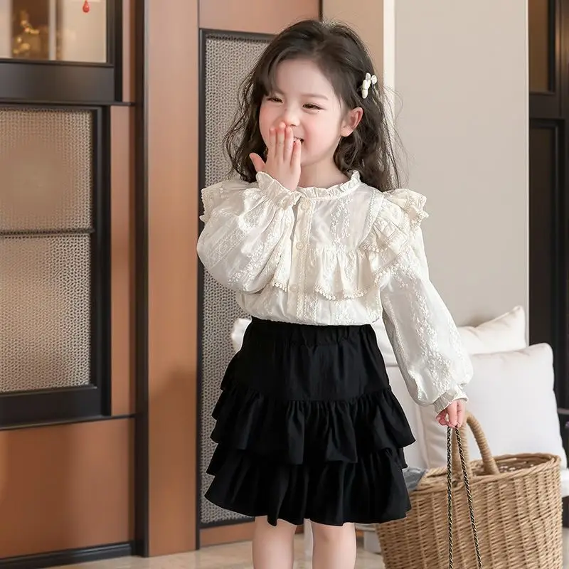 

Girls Outfit Dress Spring and Autumn 2025 New Childrens Autumn Fashion Stylish Versatile Shirt and Skirt Pants Two-Piece Set