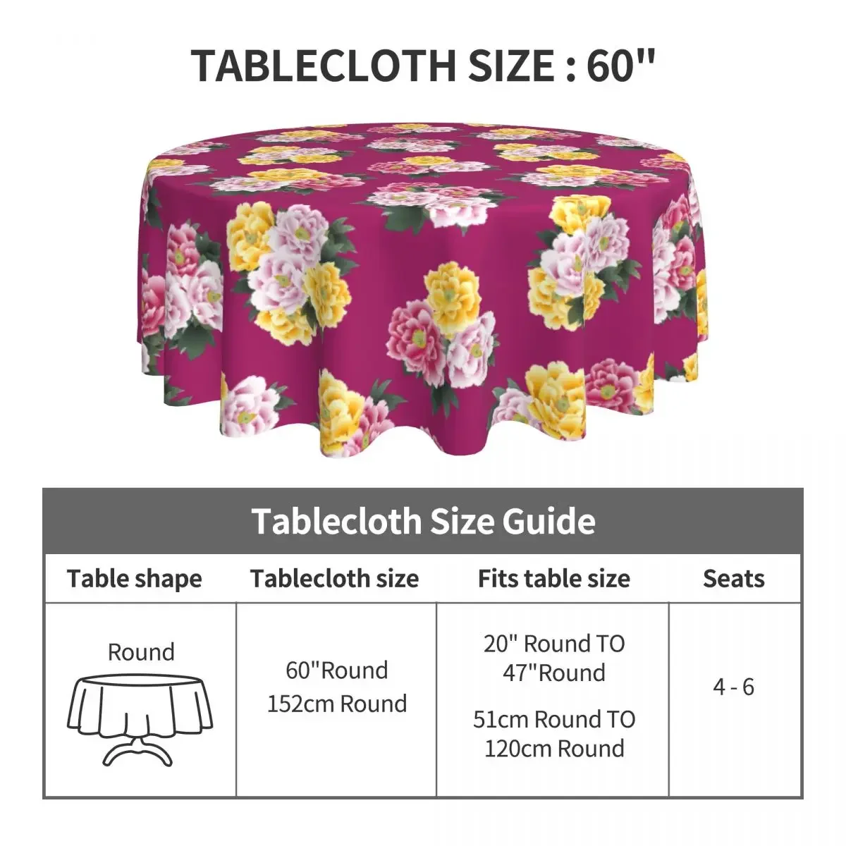 Tablecloth Northeast Printing Round Table Cloth Purple Pink Flower Table Cover Tablecloths Events Party Table Decoration