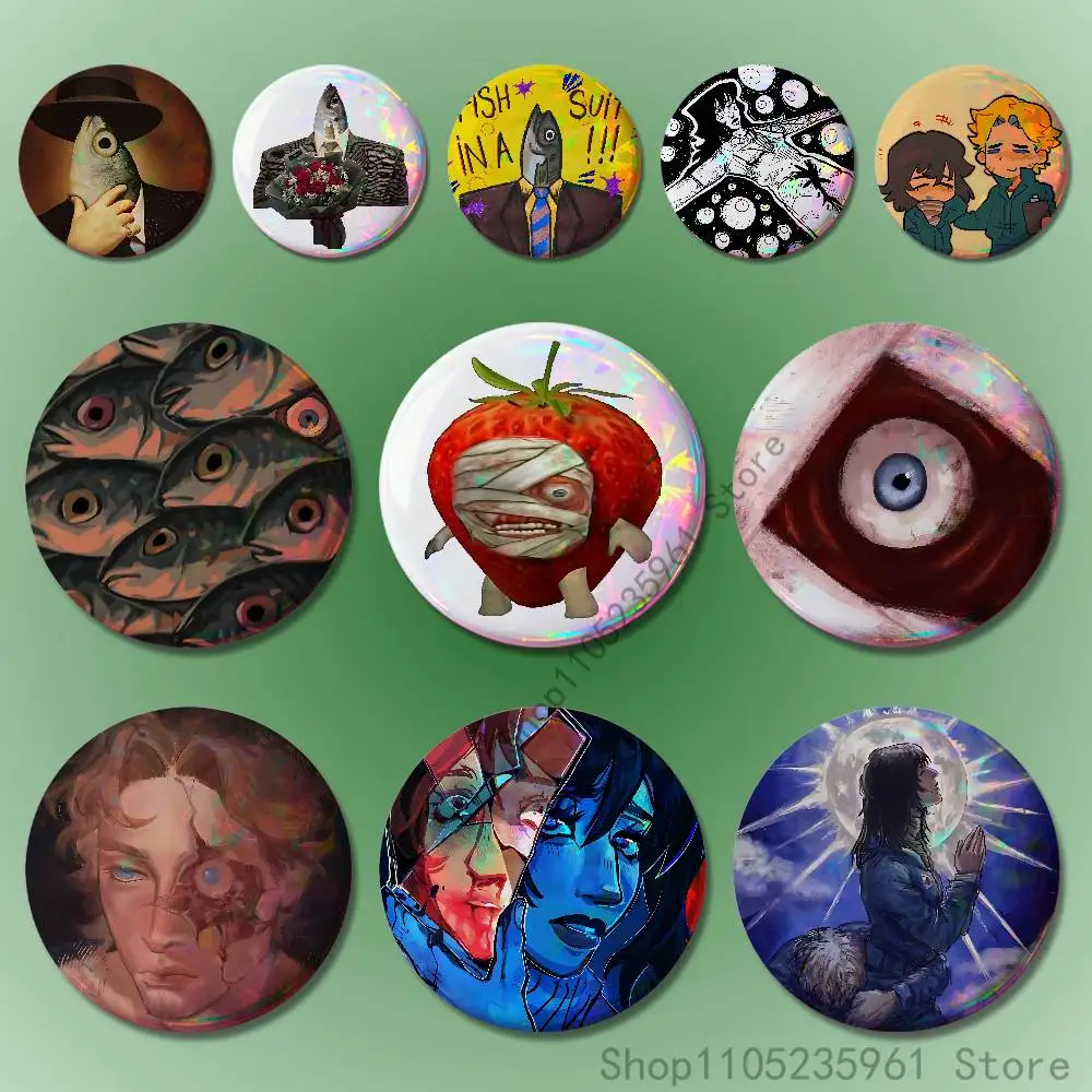 H-How F-Fish Is M-Made Badges 25 32 44 58 75 mm Round Cosplay Pin Fans Collect Friends Gifts Brooch Souvenir Custom